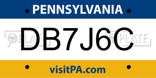 DB7J6C Pennsylvania License Plate