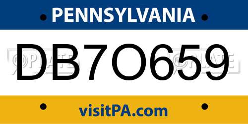 DB7O659 Pennsylvania License Plate