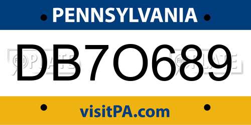 DB7O689 Pennsylvania License Plate