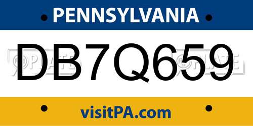 DB7Q659 Pennsylvania License Plate