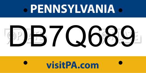 DB7Q689 Pennsylvania License Plate