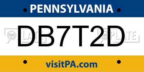 DB7T2D Pennsylvania License Plate