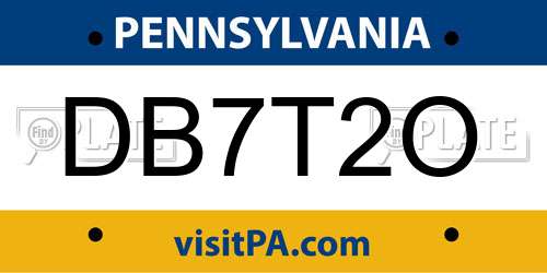 DB7T2O Pennsylvania License Plate