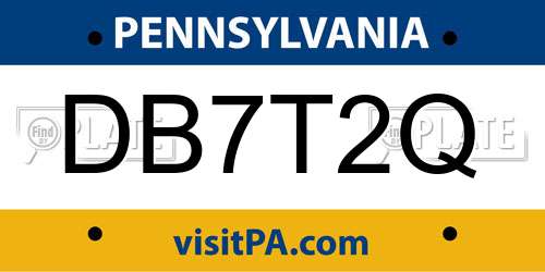 DB7T2Q Pennsylvania License Plate