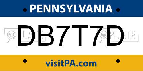 DB7T7D Pennsylvania License Plate