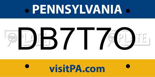 DB7T7O Pennsylvania License Plate