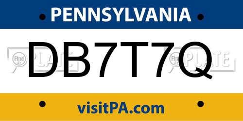 DB7T7Q Pennsylvania License Plate