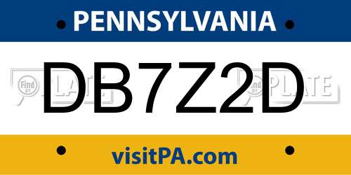 DB7Z2D Pennsylvania License Plate