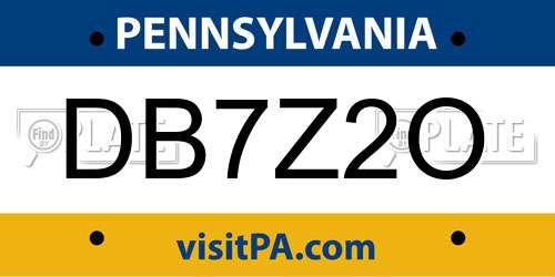 DB7Z2O Pennsylvania License Plate