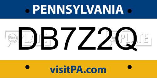 DB7Z2Q Pennsylvania License Plate