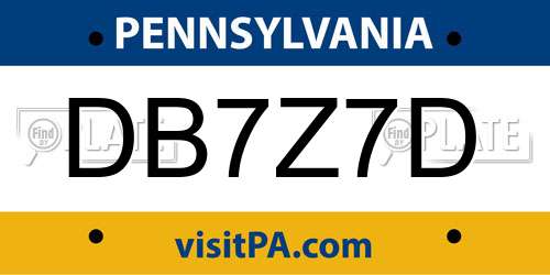 DB7Z7D Pennsylvania License Plate