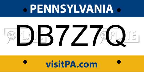 DB7Z7Q Pennsylvania License Plate