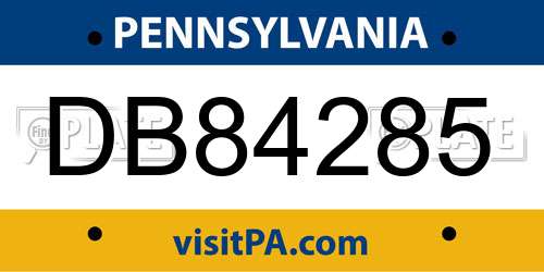 DB84285 Pennsylvania License Plate