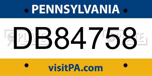 DB84758 Pennsylvania License Plate