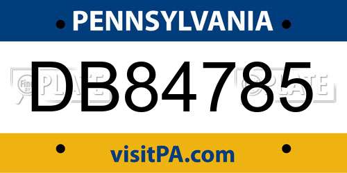 DB84785 Pennsylvania License Plate