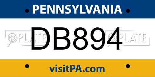 DB894 Pennsylvania License Plate
