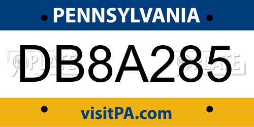 DB8A285 Pennsylvania License Plate