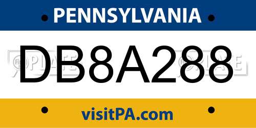 DB8A288 Pennsylvania License Plate