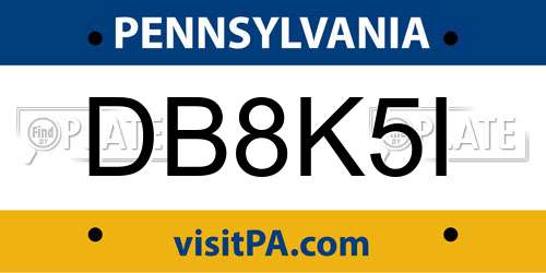 DB8K5I Pennsylvania License Plate