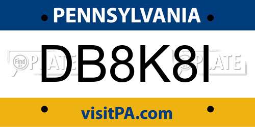 DB8K8I Pennsylvania License Plate