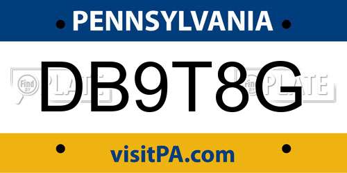 DB9T8G Pennsylvania License Plate