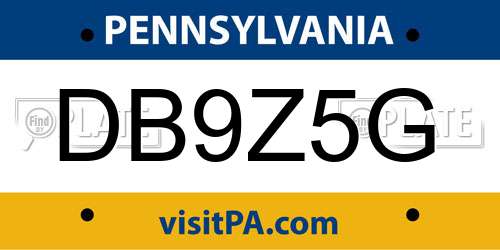DB9Z5G Pennsylvania License Plate