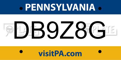 DB9Z8G Pennsylvania License Plate
