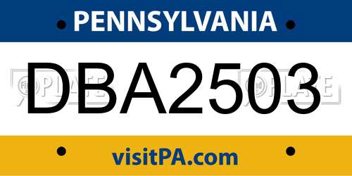 DBA2503 Pennsylvania License Plate
