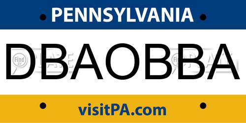 DBAOBBA Pennsylvania License Plate