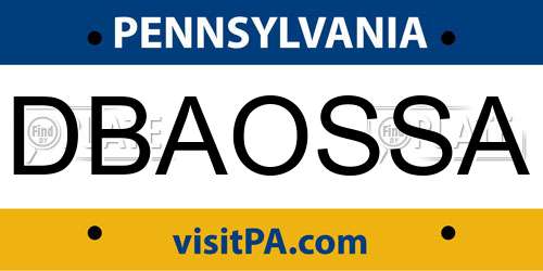 DBAOSSA Pennsylvania License Plate