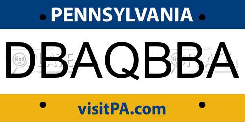 DBAQBBA Pennsylvania License Plate