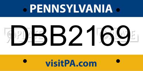 DBB2169 Pennsylvania License Plate