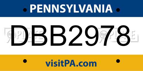 DBB2978 Pennsylvania License Plate