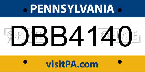 DBB4140 Pennsylvania License Plate