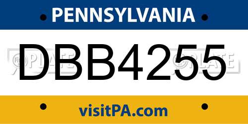 DBB4255 Pennsylvania License Plate