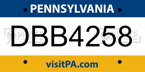 DBB4258 Pennsylvania License Plate