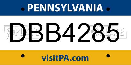 DBB4285 Pennsylvania License Plate
