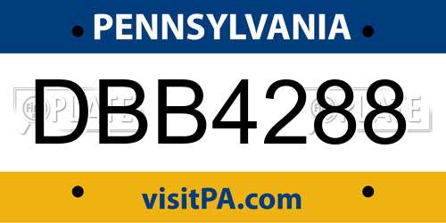 DBB4288 Pennsylvania License Plate