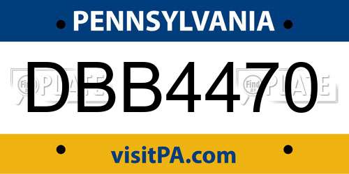 DBB4470 Pennsylvania License Plate