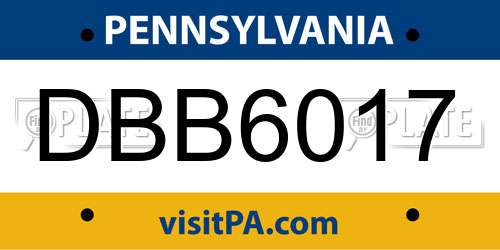 DBB6017 Pennsylvania License Plate