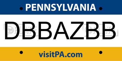 DBBAZBB Pennsylvania License Plate
