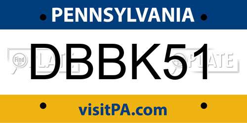 DBBK51 Pennsylvania License Plate