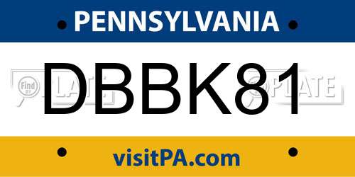 DBBK81 Pennsylvania License Plate