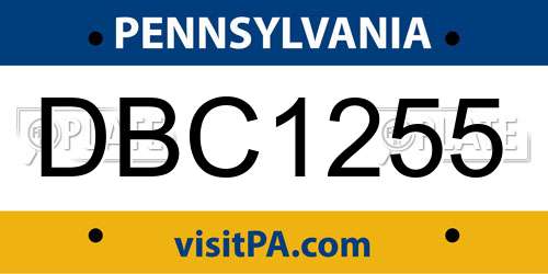 DBC1255 Pennsylvania License Plate