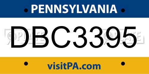 DBC3395 Pennsylvania License Plate