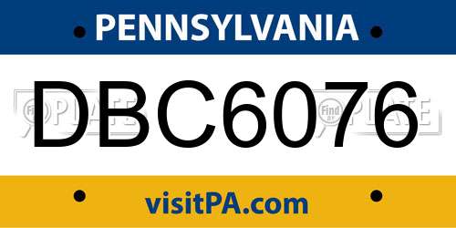 DBC6076 Pennsylvania License Plate
