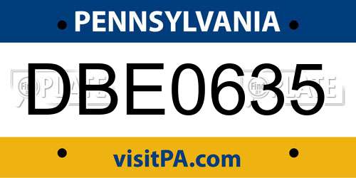 DBE0635 Pennsylvania License Plate