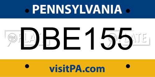 DBE155 Pennsylvania License Plate