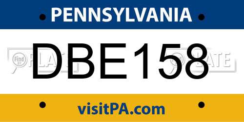 DBE158 Pennsylvania License Plate