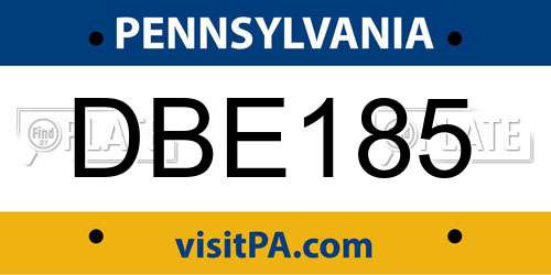 DBE185 Pennsylvania License Plate